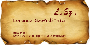 Lorencz Szofrónia névjegykártya